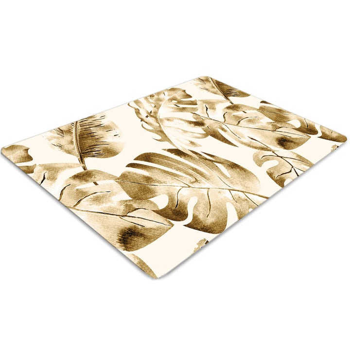 Covor pentru scaun de birou, PVC, frunze de palmier, Galben, 140 cm x 100 cm, 010250310030100029498