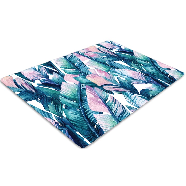 Covor pentru scaun de birou, PVC, frunze de curcubeu, Albastru, 140 cm x 100 cm, 010250310030100011359