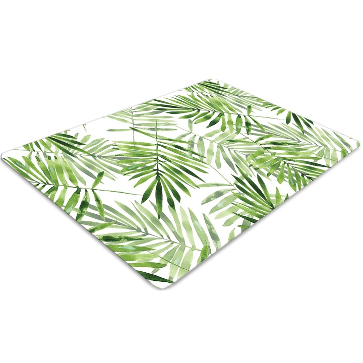 Covor pentru scaun de birou, PVC, frunze de acuarela, Verde, 140 cm x 100 cm, 010250310030100011449