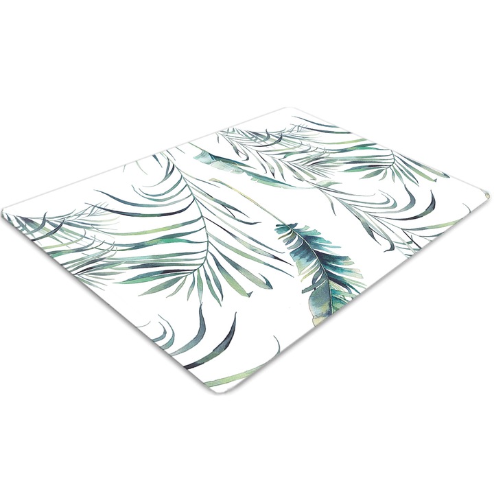 Covor pentru scaun de birou, PVC, frunzele ca pene, Verde, 140 cm x 100 cm, 010250310030100030879