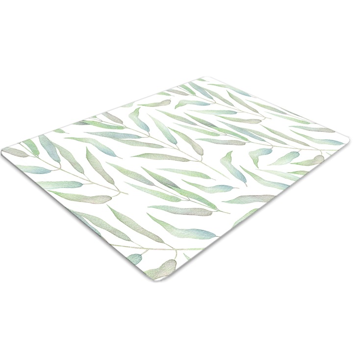 Covor pentru scaun de birou, PVC, frunze delicate, Verde, 140 cm x 100 cm, 010250310030100030853