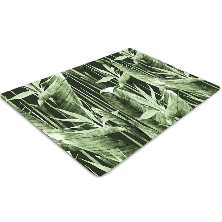 Covor pentru scaun de birou, PVC, frunze intunecate, Verde, 140 cm x 100 cm, 010250310030100054818