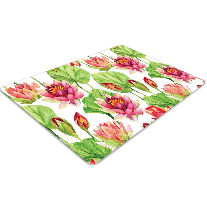 Covor pentru scaun de birou, PVC, frunze de lotus, Verde, 140 cm x 100 cm, 010250310030100030259