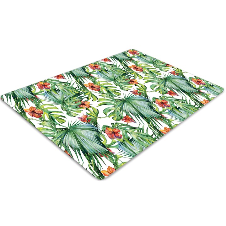 Covor pentru scaun de birou, PVC, frunze de hawaii, Verde, 140 cm x 100 cm, 010250310030100030234
