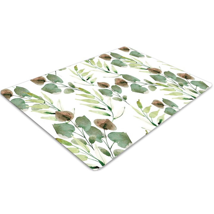 Covor pentru scaun de birou, PVC, frunze de toamna, Verde, 140 cm x 100 cm, 010250310030100029933