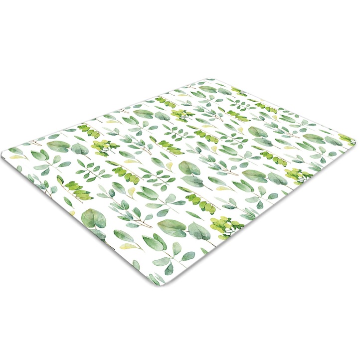 Covor pentru scaun de birou, PVC, frunze verzi, Verde, 140 cm x 100 cm, 010250310030100030369