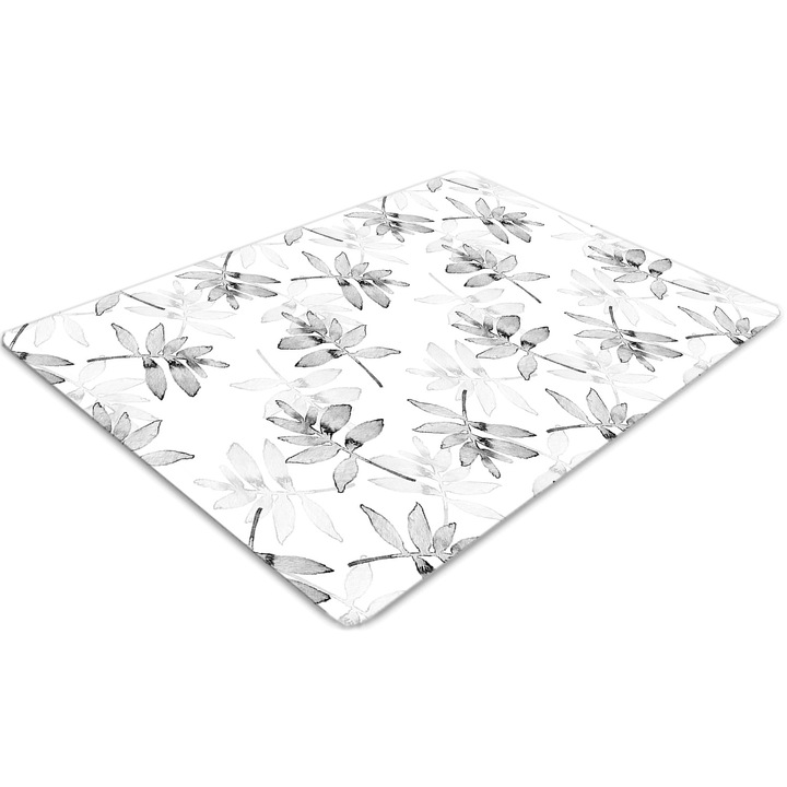 Covor pentru scaun de birou, PVC, frunze fara culoare, Gri, 140 cm x 100 cm, 010250310030100030116