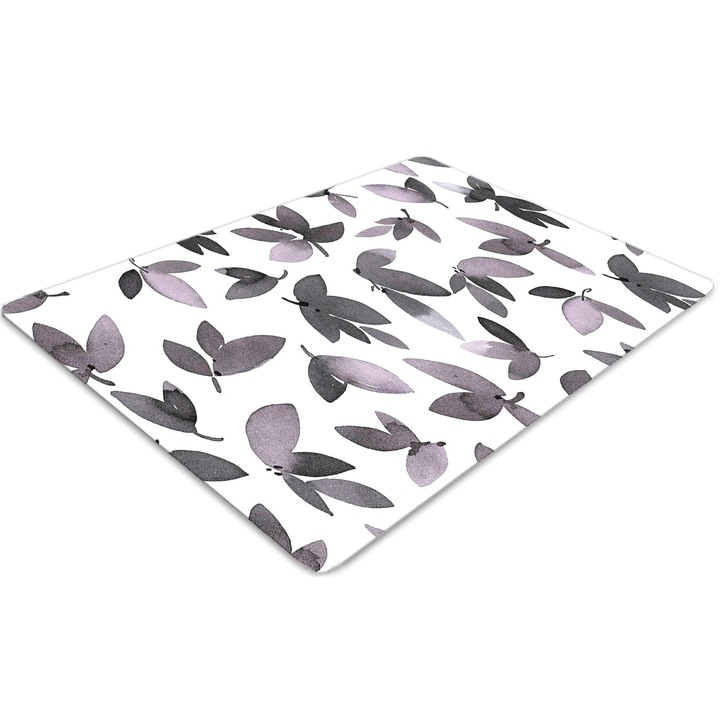 Covor pentru scaun de birou, PVC, frunzele copacilor, Gri, 140 cm x 100 cm, 010250310030100054856