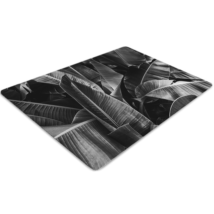 Covor pentru scaun de birou, PVC, frunze mari, Gri, 140 cm x 100 cm, 010250310030100051147