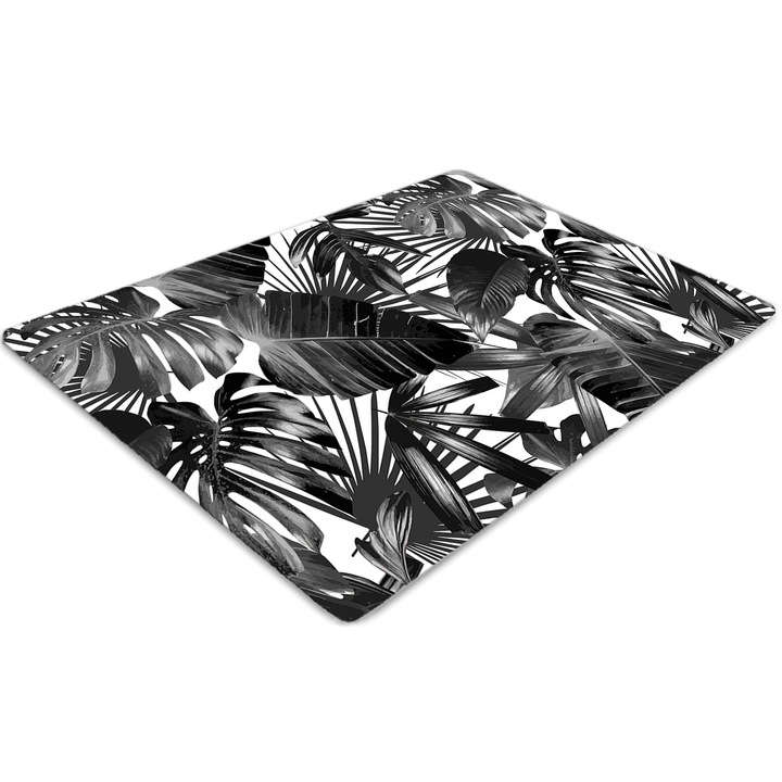 Covor pentru scaun de birou, PVC, frunze intunecate, Alb, 140 cm x 100 cm, 010250310030100006733