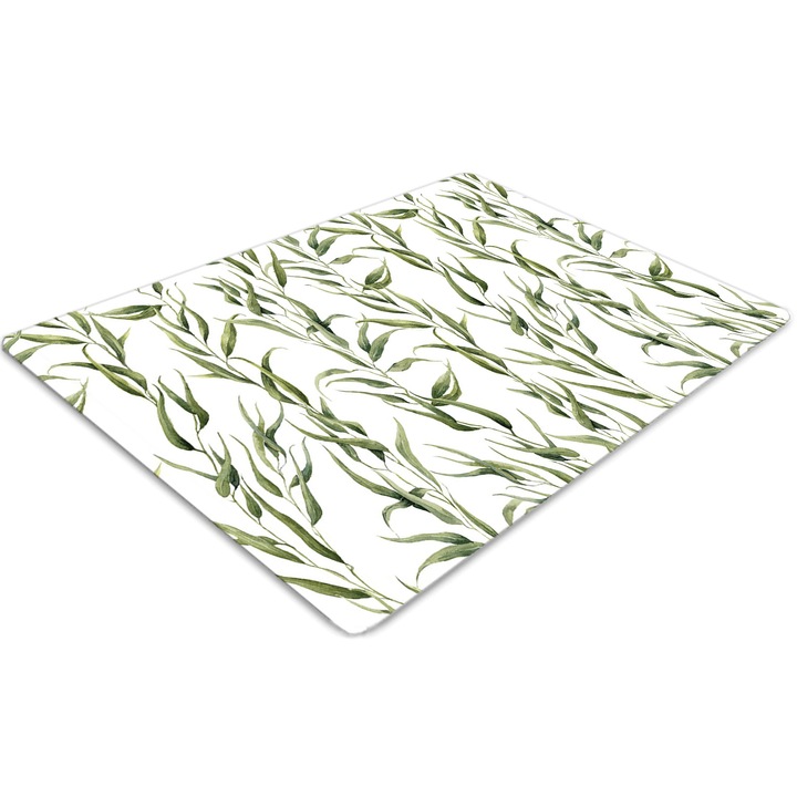 Covor pentru scaun de birou, PVC, frunze de eucalipt, Verde, 140 cm x 100 cm, 010250310030100030580