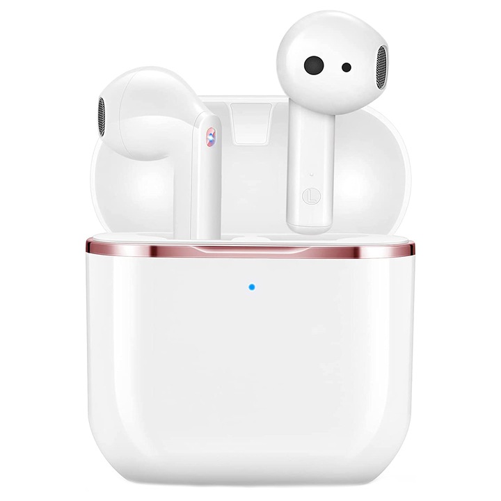 Yobola T2 Pro vezeték nélküli fejhallgató, HiFi, Touch Control, Töltőtok, IPX7, Fehér