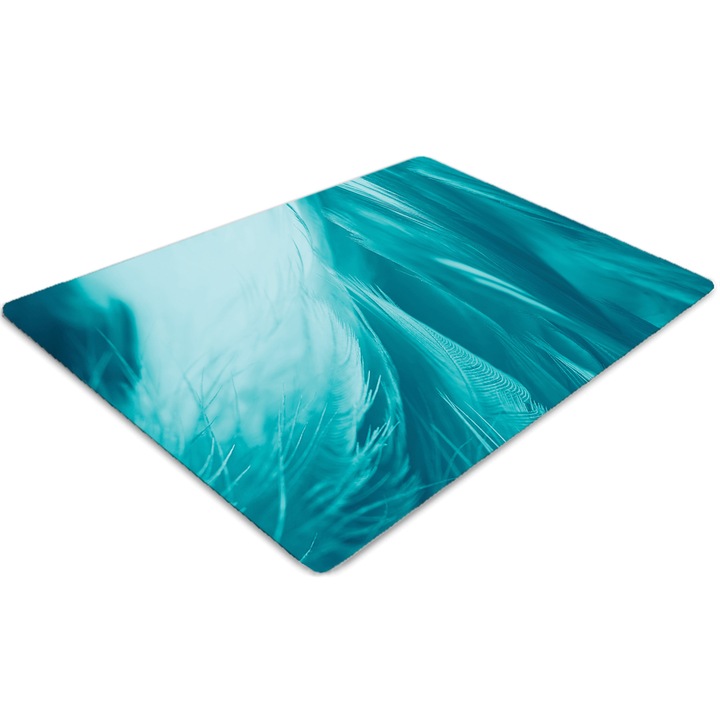 Covor pentru scaun de birou, PVC, pene albastre, Albastru, 140 cm x 100 cm, 010250310030100030948