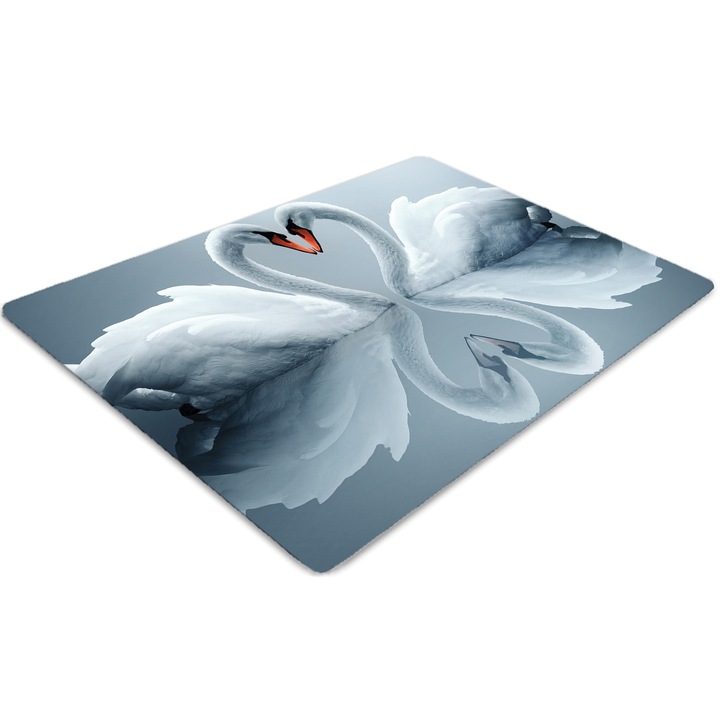 Covor pentru scaun de birou, PVC, lebedele, Albastru, 140 cm x 100 cm, 010250310030100030938