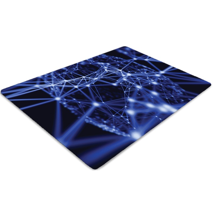 Covor pentru scaun de birou, PVC, cerc abstract, Albastru, 140 cm x 100 cm, 010250310030100030941