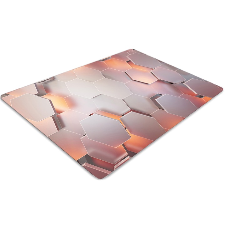 Covor pentru scaun de birou, PVC, hexagon, Roz, 140 cm x 100 cm, 010250310030100030939