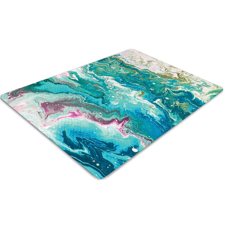 Covor pentru scaun de birou, PVC, abstractia verde, Albastru, 140 cm x 100 cm, 010250310030100030929