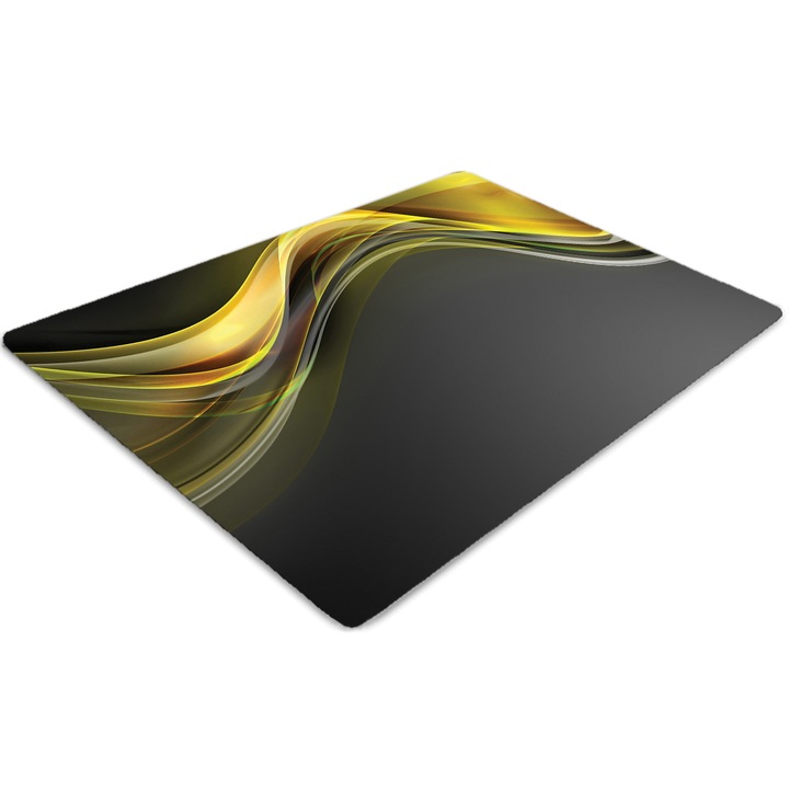 Covor pentru scaun de birou, PVC, abstractie galbena, Maro, 140 cm x 100 cm, 010250310030100030906