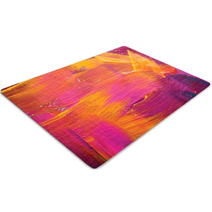 Covor pentru scaun de birou, PVC, pete de vopsea, Roz, 140 cm x 100 cm, 010250310030100030900