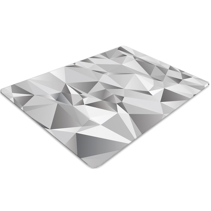 Covor pentru scaun de birou, PVC, cuburi 3d gri, Alb, 140 cm x 100 cm, 010250310030100006007