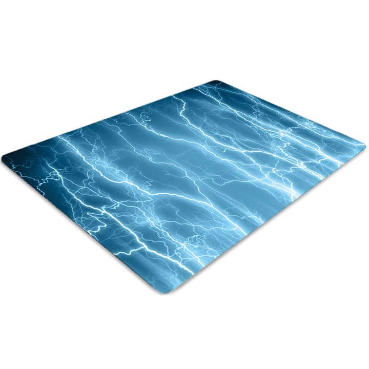 Covor PVC, Tulup, Vinil, Dreptunghi, Fulger, Albastru, 100 cm x 70 cm, 010250310010100030901