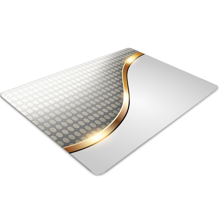 Covor pentru scaun de birou, PVC, metal stralucitor, Alb, 140 cm x 100 cm, 010250310030100006131