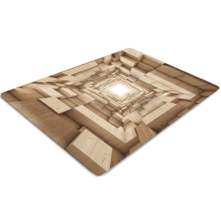 Covor pentru scaun de birou, PVC, lemn de abstractie, Alb, 140 cm x 100 cm, 010250310030100005901