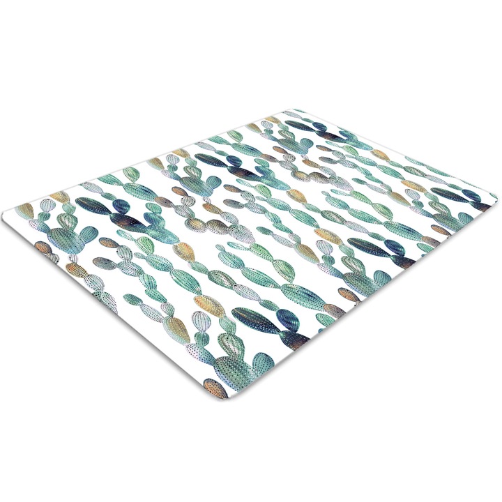 Covor pentru scaun de birou, PVC, cactusi, Albastru, 140 cm x 100 cm, 010250310030100029528