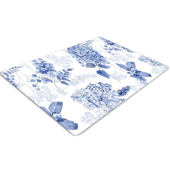 Covor pentru scaun de birou, PVC, hortensia albastra, Albastru, 140 cm x 100 cm, 010250310030100006769