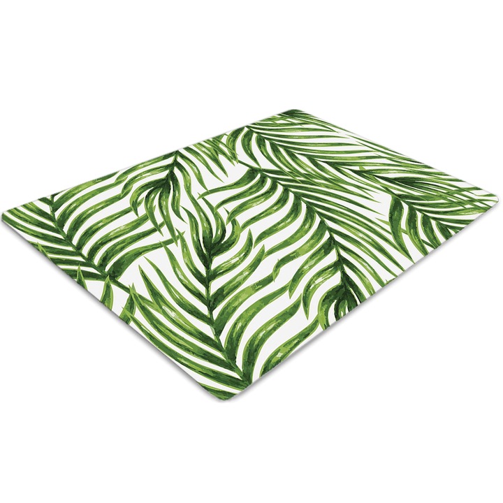 Covor pentru scaun de birou, PVC, frunza de palmier, Verde, 140 cm x 100 cm, 010250310030100029536