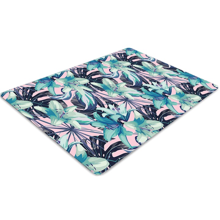 Covor pentru scaun de birou, PVC, crini lacuiti, Albastru, 140 cm x 100 cm, 010250310030100029529