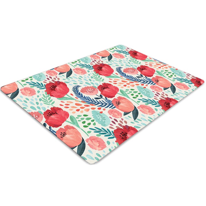 Covor pentru scaun de birou, PVC, mac, Roz, 140 cm x 100 cm, 010250310030100010781