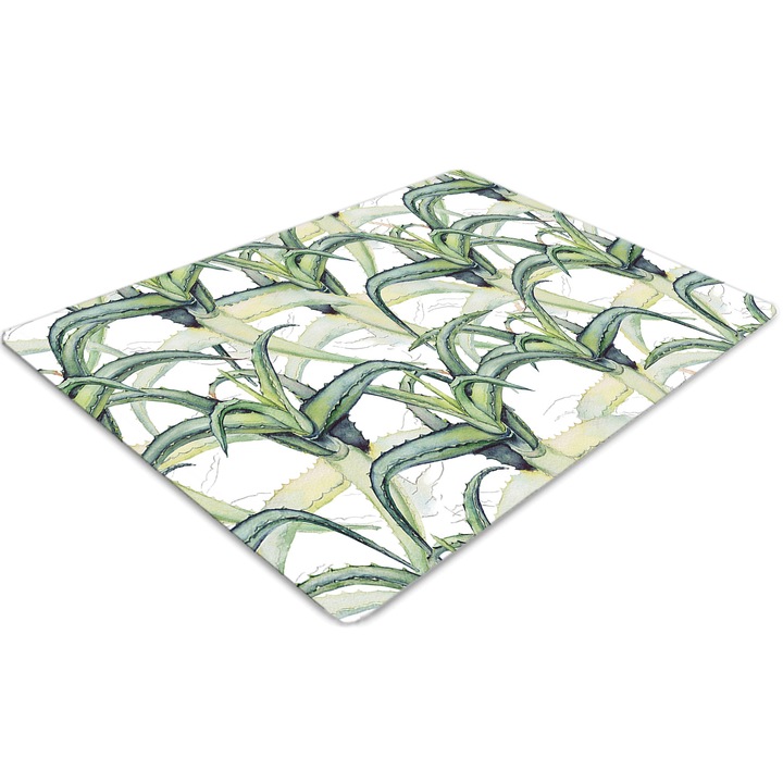 Covor pentru scaun de birou, PVC, imagine aloe, Verde, 140 cm x 100 cm, 010250310030100006786