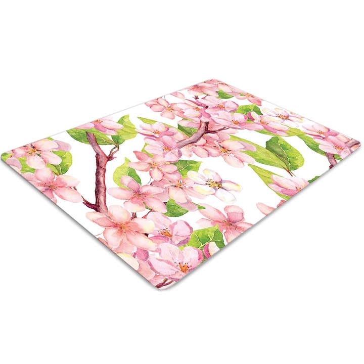 Covor pentru scaun de birou, PVC, flori de cires, Roz, 140 cm x 100 cm, 010250310030100029567
