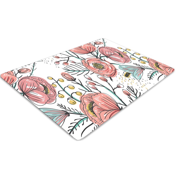 Covor pentru scaun de birou, PVC, maki, Roz, 140 cm x 100 cm, 010250310030100010841