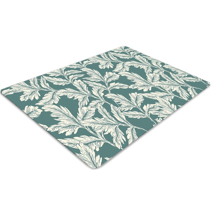 Covor pentru scaun de birou, PVC, poza frunzelor, Verde, 140 cm x 100 cm, 010250310030100029574
