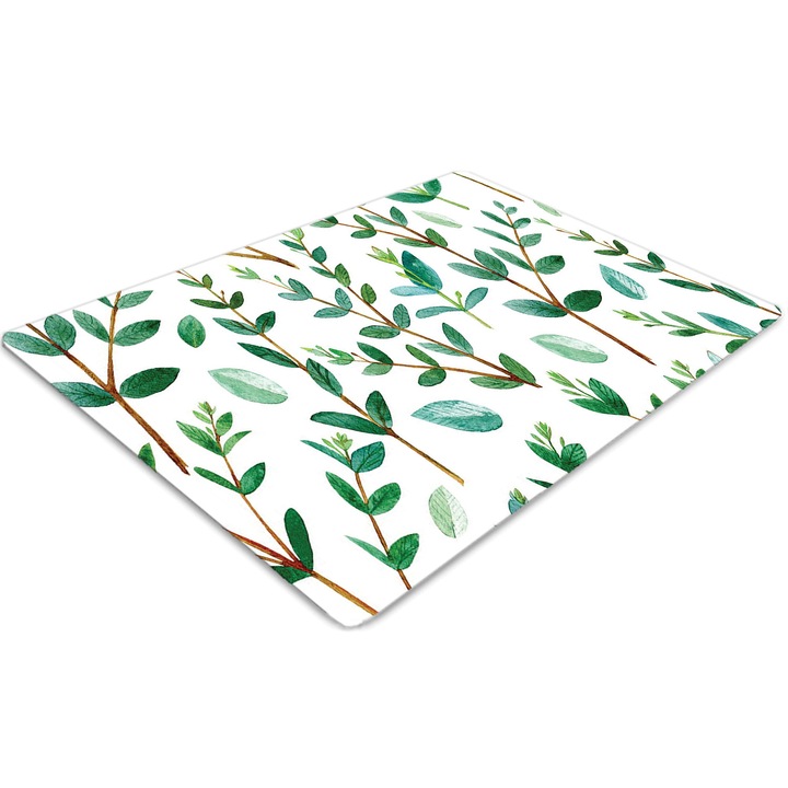 Covor pentru scaun de birou, PVC, ramuri verzi, Verde, 140 cm x 100 cm, 010250310030100006603