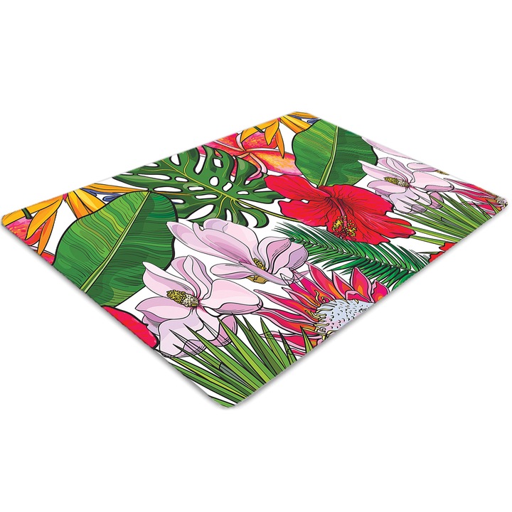 Covor pentru scaun de birou, PVC, flori colorate, Verde, 140 cm x 100 cm, 010250310030100006660