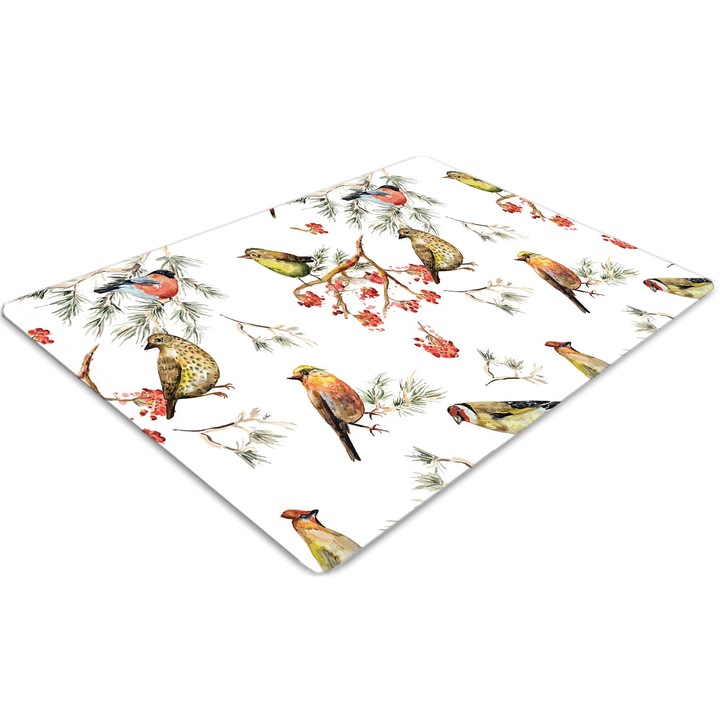 Covor pentru scaun de birou, PVC, pasari pe ramura, Maro, 140 cm x 100 cm, 010250310030100005851