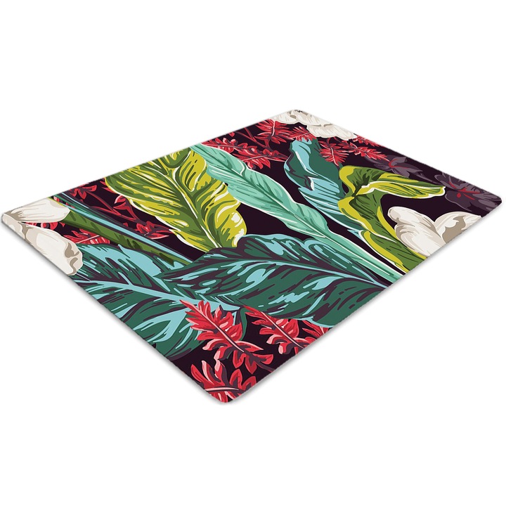 Covor PVC. Tulup. Vinil. Dreptunghi. Motiv floral. Verde. 140 cm x 100 cm. 010250310030100006765