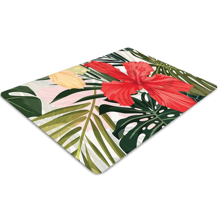 Covor pentru scaun de birou, PVC, insula hawaiana, Roz, 140 cm x 100 cm, 010250310030100006738