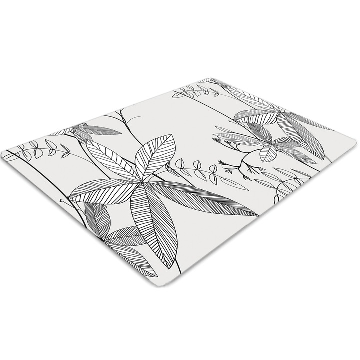 Covor pentru scaun de birou, PVC, doodle flori, Gri, 140 cm x 100 cm, 010250310030100029569