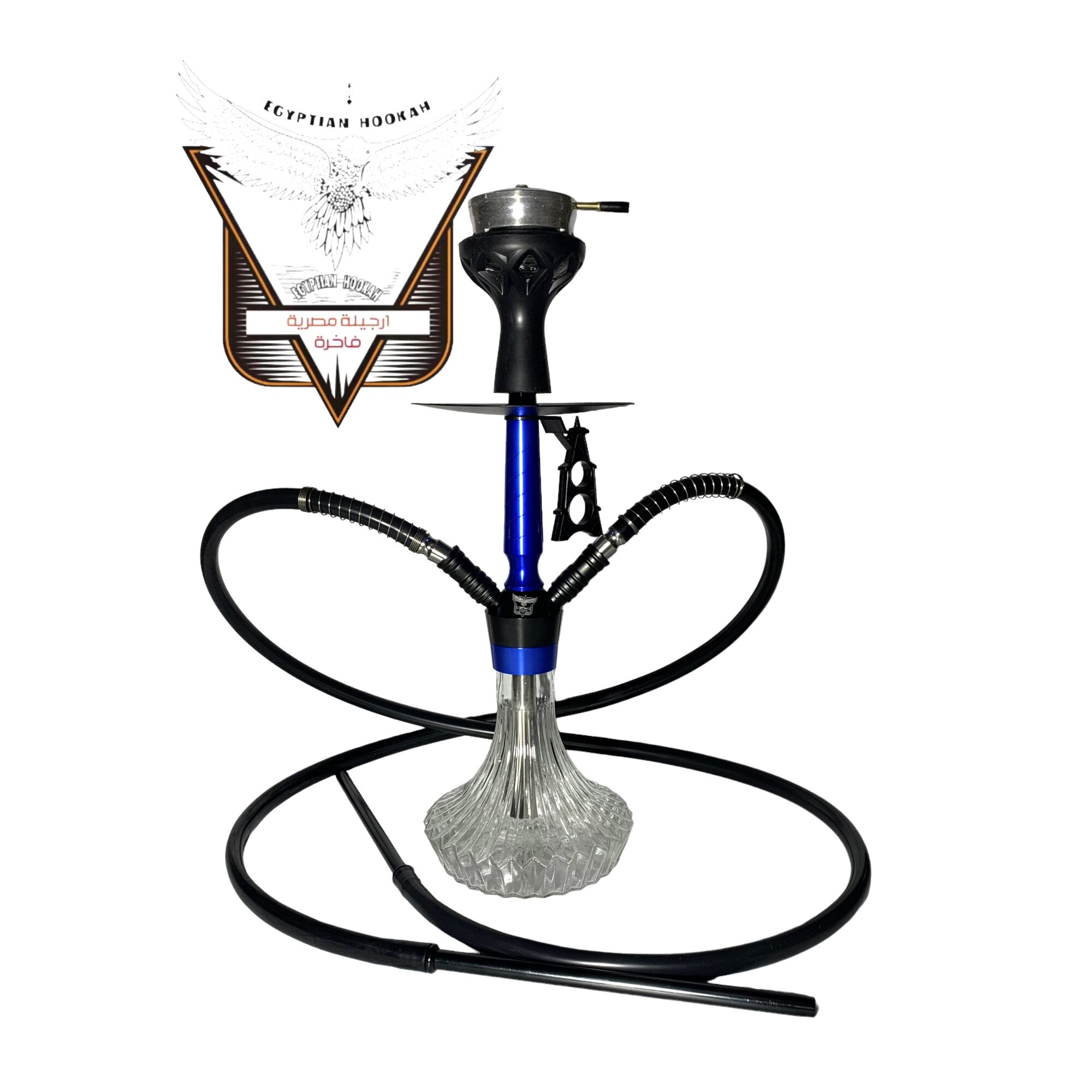 Narghilea Egyptian Hookah MDS11 Blue/Black cu doua furtunuri si smoke