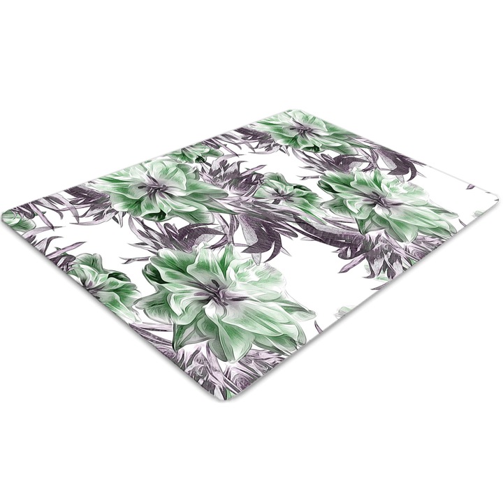 Covor pentru scaun de birou, PVC, flori magice, Verde, 140 cm x 100 cm, 010250310030100029579