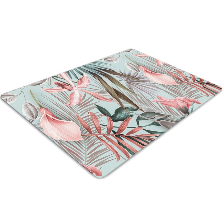 Covor PVC. Tulup. Vinil. Dreptunghi. Flori pastelate. Roz. 140 cm x 100 cm. 010250310030100010865