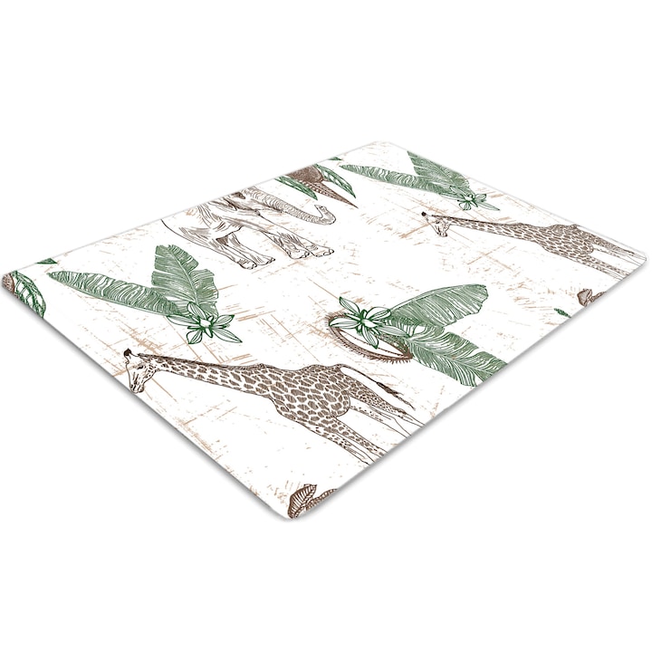 Covor pentru scaun de birou, PVC, girafe si elefanti, Maro, 140 cm x 100 cm, 010250310030100010899