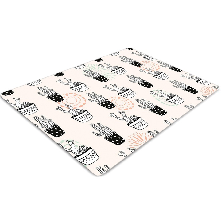 Covor PVC. Tulup. Vinil. Dreptunghi. Cactusi din ghivece. Multicolor. 100 cm x 70 cm. 010250310010100030403