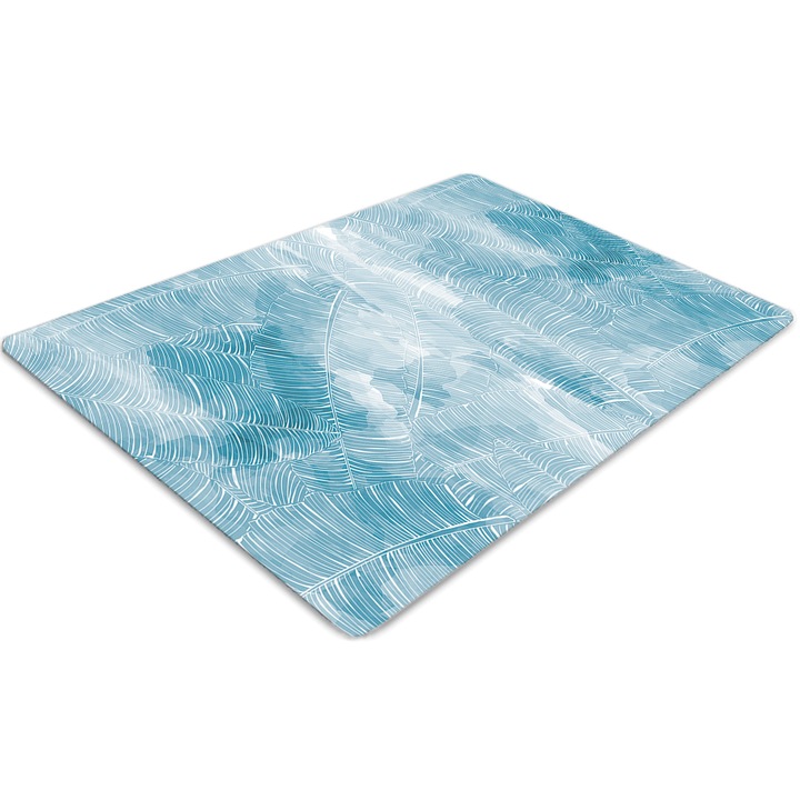 Covor PVC. Tulup. Vinil. Dreptunghi. Model tropical. Albastru. 100 cm x 70 cm. 010250310010100010935