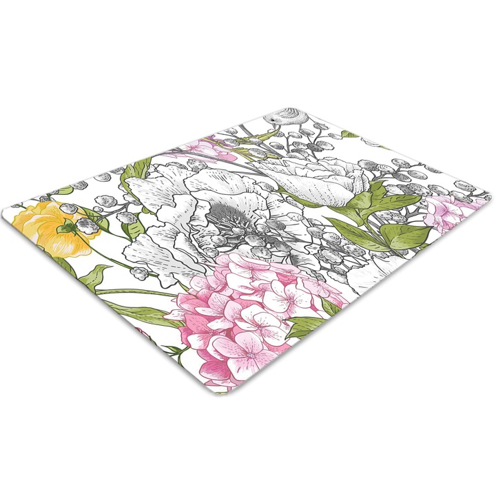 Covor pentru scaun de birou, PVC, pasari, Alb, 140 cm x 100 cm, 010250310030100030845