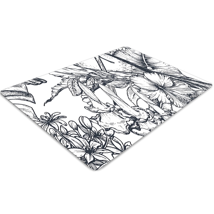 Covor PVC. Tulup. Vinil. Dreptunghi. Pasari desenate. Albastru. 120 cm x 90 cm. 010250310020100030766